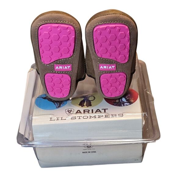 Ariat Lil' Stompers Anaheim Pink Green Brown Cactus Boot Size 2 Western Cowgirl - Picture 4 of 7